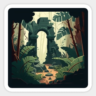 Ancient Ruins Hidden in a Jungle Sticker